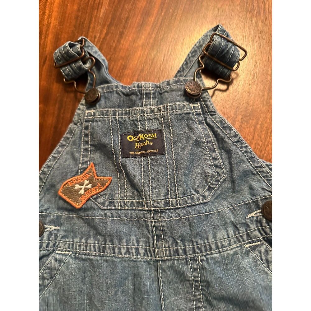 OshKosh B'gosh Baby Denim Overalls 6 Months Pirate Appliqué Patches